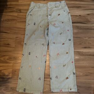 Pilcro Blue and White Striped Pants